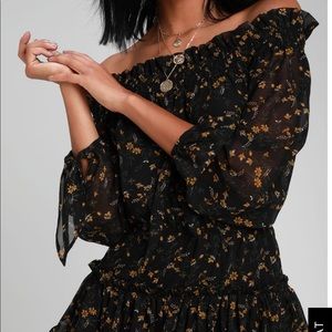 Black floral skater dress
